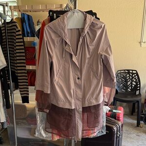 Elegant Women's Hooded Trench Coat in Mauve and Chocolate